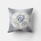 ハート形のダイヤモンドのパーソナライズな結婚式のクッション クッション (裏面)