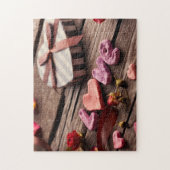 ハート形のバレンタインデーのギフトとの単語愛 ジグソーパズル (縦)