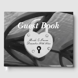 ハート形のパドロック結婚写真のゲストブック ゲストブック