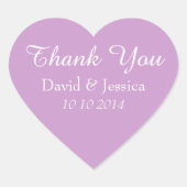 ハート形のラベンダーの結婚式はステッカー感謝していしています ハートシール (正面)