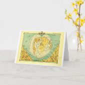ハート形の世界地図のブランクNotecard カード (黄色い花)