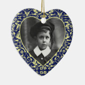ハート形の写真フレームの花柄 セラミックオーナメント (右)