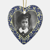 ハート形の写真フレームの花柄 セラミックオーナメント (左)