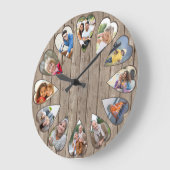 ハート形の写真素朴茶色の木大きな時計 ラージ壁時計 (傾斜)