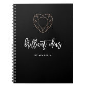 ハート形の宝石との華麗なアイディア|の黒 ノートブック (正面)