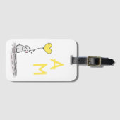 ハート形の気球を持つ象およびイニシャル ラゲッジタグ (正面横)