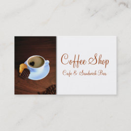 ハート形の泡が付いているコーヒーカップ 名刺