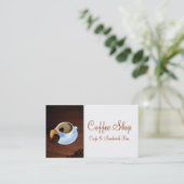 ハート形の泡が付いているコーヒーカップ 名刺 (スタンド正面)