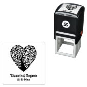 ハート形の生命の木、鳥のカップル名の日付 セルフインキングスタンプ (インサイチュ)
