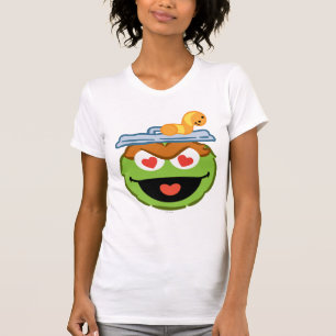 ハート形の目が付いているオスカーの微笑の顔 Tシャツ