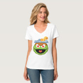 ハート形の目が付いているオスカーの微笑の顔 Tシャツ (正面フル)