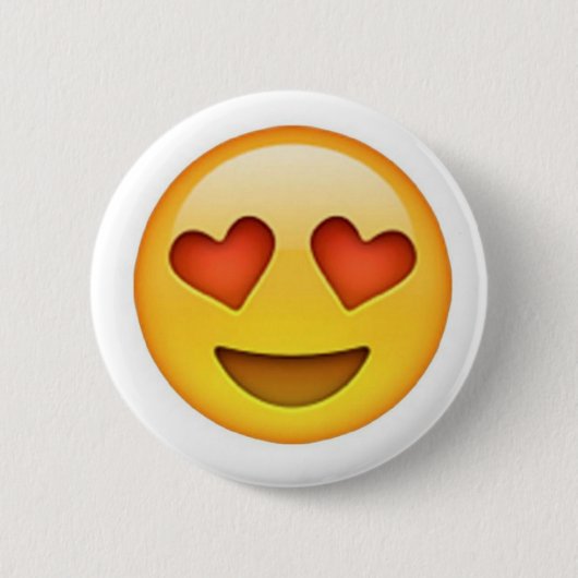 ハート形の目のemojiのステッカーに直面して下さい 缶バッジ (正面)