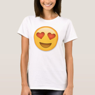 ハート形の目のemojiの微笑の顔 tシャツ