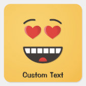 ハート形の目を持つ笑顔の顔クラシックRound スクエアシール (正面)