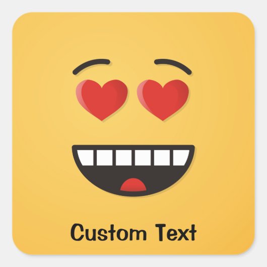 ハート形の目を持つ笑顔の顔クラシックRound スクエアシール (正面)