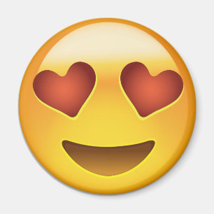 ハート形の目Emojiが付いている微笑の顔 マグネット