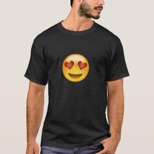 ハート形の目Emojiが付いている微笑の顔 Tシャツ