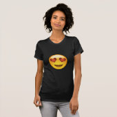 ハート形の目Emojiが付いている微笑の顔 Tシャツ (正面フル)