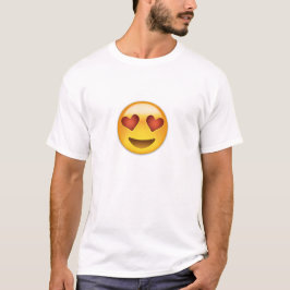 ハート形の目Emojiが付いている微笑の顔 Tシャツ