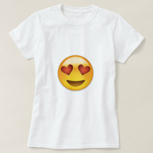 ハート形の目Emojiが付いている微笑の顔 Tシャツ