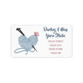 ハート形の糸のボール – アドレパーソナライズされたス ラベル (正面)