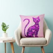 ハート形の紫猫 クッション (椅子)