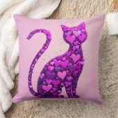 ハート形の紫猫 クッション (ブランケット)