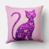 ハート形の紫猫 クッション (裏面)
