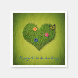 ハート形の芝生によっては蝶が開花します スタンダードカクテルナプキン