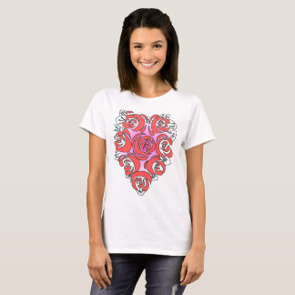 ハート形の花のTシャツ Tシャツ