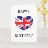 ハート形の英国国旗の旗の挨拶状 カード (黄色い花)