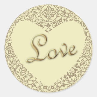 ハート形の装飾淡い色のクリーム「愛」ステッカー ラウンドシール