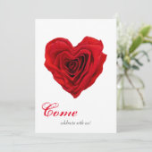 ハート形の赤いバラのバレンタインデーのパーティー 招待状 (スタンド正面)