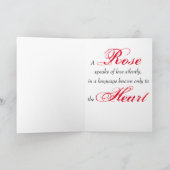 ハート形の赤いバラのバレンタインデー シーズンカード (内部)