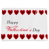 ハート形の赤いバラのバレンタインデー ラージペーパーバッグ (正面)