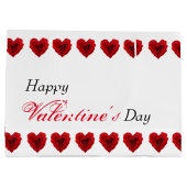 ハート形の赤いバラのバレンタインデー ラージペーパーバッグ (裏面)