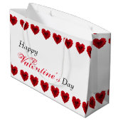 ハート形の赤いバラのバレンタインデー ラージペーパーバッグ (裏面アングル)