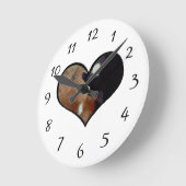 ハート形の陰陽のマットの容認 ラウンド壁時計 (傾斜)