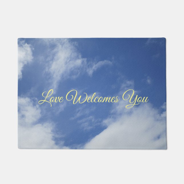 ハート形の雲のマット ドアマット (正面)