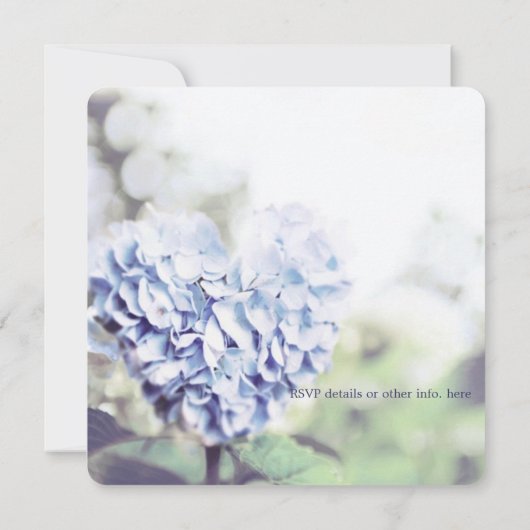 ハート形の青いアジサイのメイソン·ジャ結婚ーズ 招待状 (裏面)
