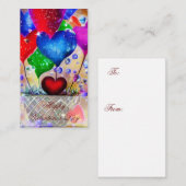 ハート形の風船の籠　子供のバレンタイン ノートカード (正面/裏面)