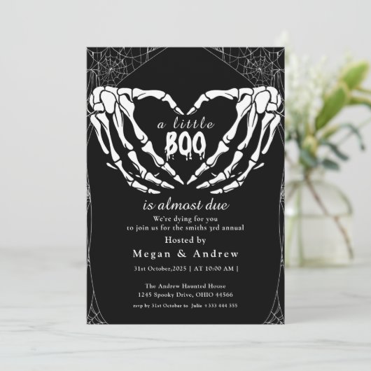 ハート形の骨手パーティーハロウィーン 招待状 (スタンド正面)