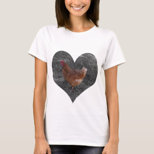 ハート形の鶏の白のTシャツ Tシャツ