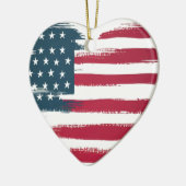 ハート形アメリカ国旗 | アメリカ愛国心の愛 セラミックオーナメント (左)