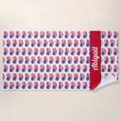 ハート形アメリカ国旗/パーソナライズされたビーチタオル ビーチタオル (正面)