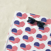 ハート形アメリカ国旗/パーソナライズされたビーチタオル ビーチタオル (インサイチュ)