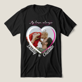 ハート形カスタムのパパと子供の写真ギフト トライブレンドTシャツ