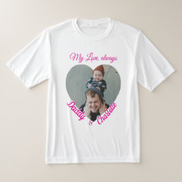 ハート形カスタムのパパと子供の写真ギフト Tシャツ