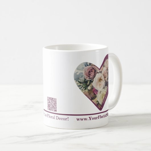 ハート形カスタムバラフォトフローリスト コーヒーマグカップ (正面右)
