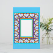 ハート形ダイヤモンド金ゴールドアクア縁ど文具 便箋 (スタンド正面)